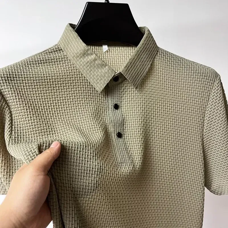 Men's Short Sleeve Polo Shirt - Business Casual, Breathable Cotton Blend, Solid Color, Summer Versatile Top showcase 14