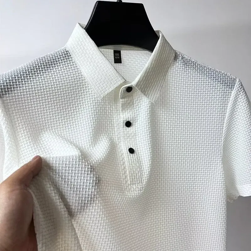 Men's Short Sleeve Polo Shirt - Business Casual, Breathable Cotton Blend, Solid Color, Summer Versatile Top showcase 15