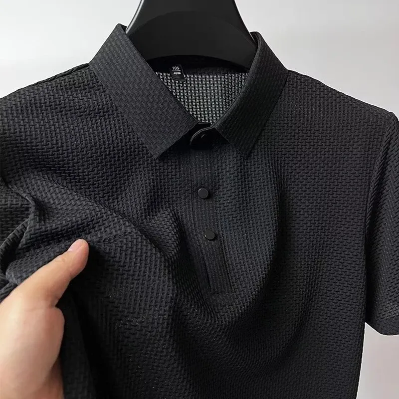 Men's Short Sleeve Polo Shirt - Business Casual, Breathable Cotton Blend, Solid Color, Summer Versatile Top showcase 13