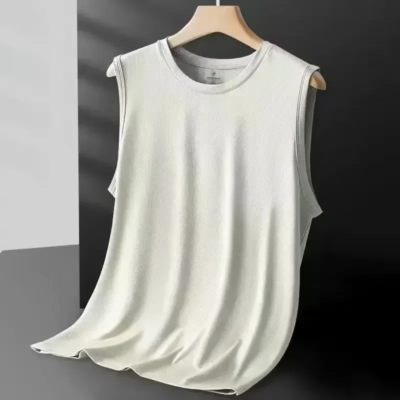 Men's Ice Silk Mesh Vest - Lightweight Sleeveless Sports Tank Top for Summer Casual Fashion Outerwear thumbnail 5