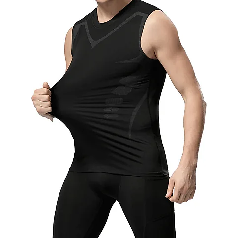 Men's Sci-Fi Print Quick Dry Vest | Casual Round Neck Elastic Sports T-Shirt for Summer Fitness & Beach
