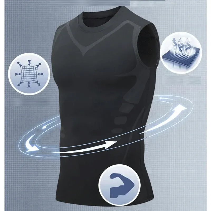 Men's Sci-Fi Print Quick Dry Vest | Casual Round Neck Elastic Sports T-Shirt for Summer Fitness & Beach thumbnail 4