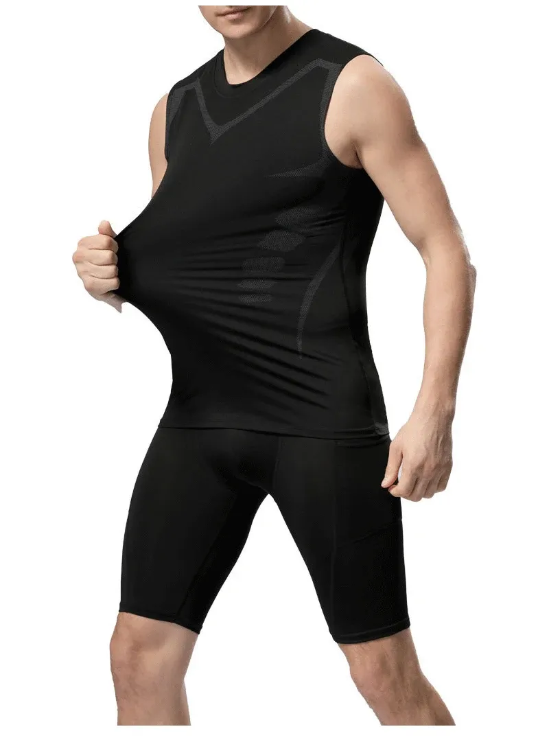 Men's Sci-Fi Print Quick Dry Vest | Casual Round Neck Elastic Sports T-Shirt for Summer Fitness & Beach showcase 3