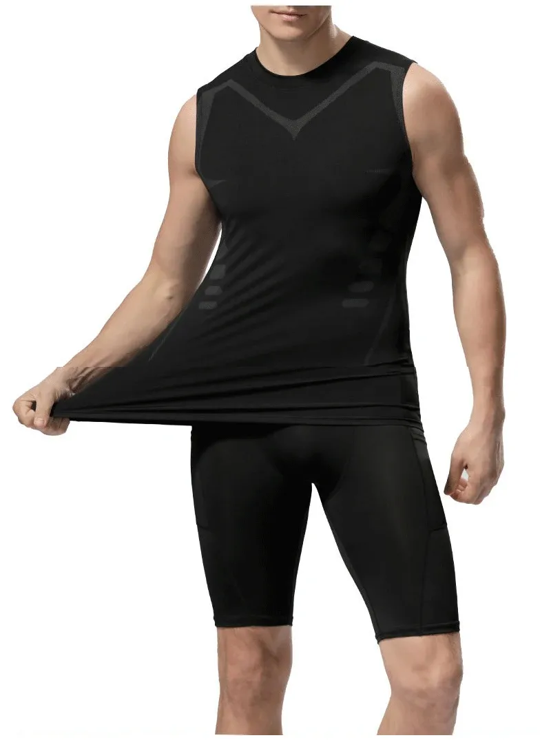 Men's Sci-Fi Print Quick Dry Vest | Casual Round Neck Elastic Sports T-Shirt for Summer Fitness & Beach showcase 2