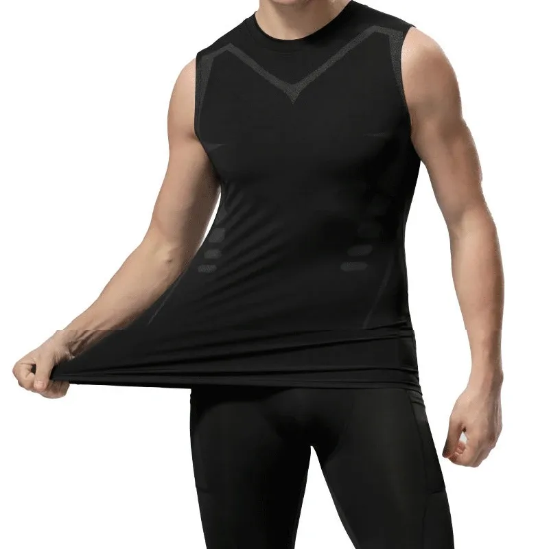 Men's Sci-Fi Print Quick Dry Vest | Casual Round Neck Elastic Sports T-Shirt for Summer Fitness & Beach thumbnail 2