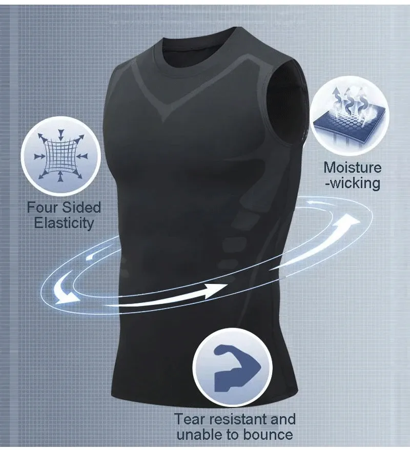 Men's Sci-Fi Print Quick Dry Vest | Casual Round Neck Elastic Sports T-Shirt for Summer Fitness & Beach showcase 5