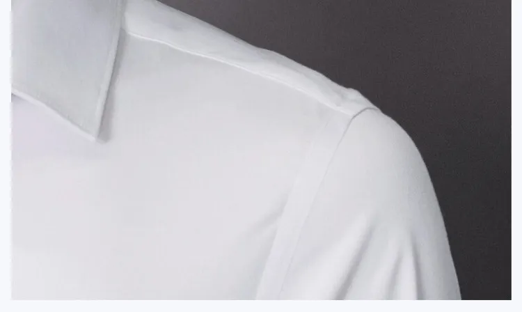 Plus Size Men's Solid Color Business Casual Slim Fit Long Sleeve Shirt - Classic White Cotton Blend for Everyday & Business showcase 22