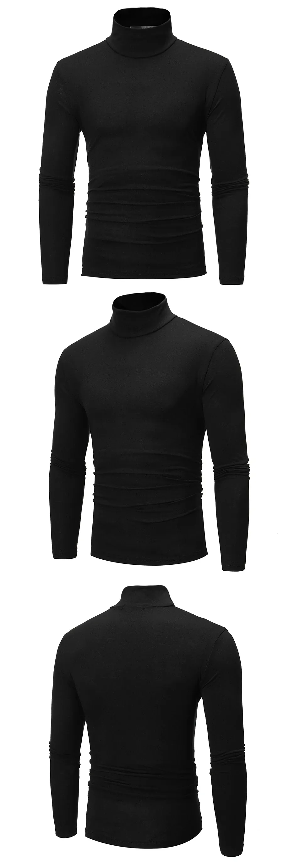 Men's Thermal Long Sleeve T-Shirt Slim Fit High Neck Winter Base Layer Top for Autumn & Winter Warm Apparel showcase 4
