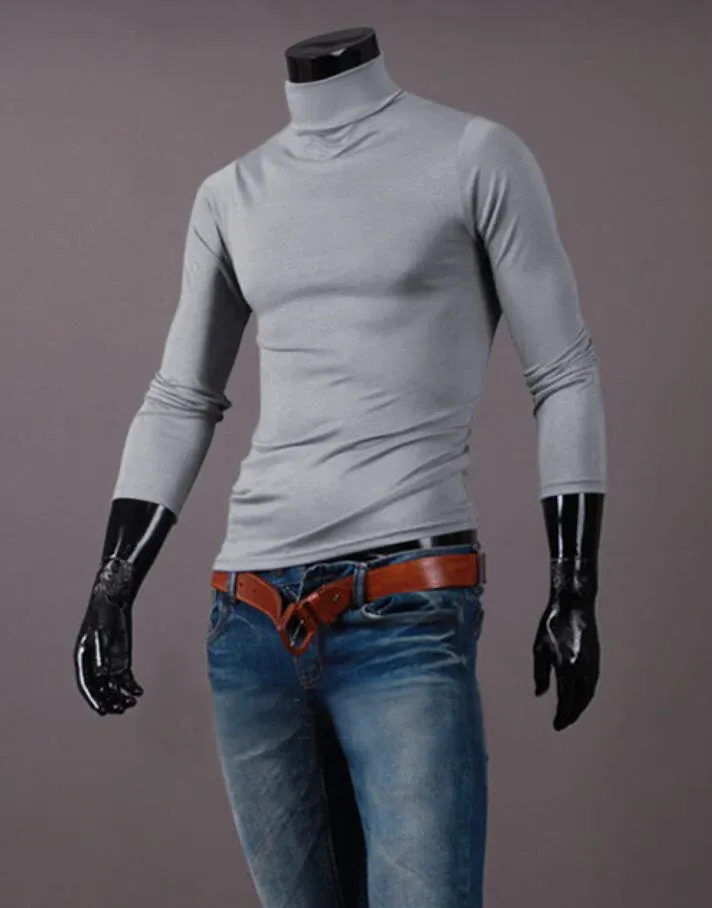 Men's Thermal Long Sleeve T-Shirt Slim Fit High Neck Winter Base Layer Top for Autumn & Winter Warm Apparel showcase 17