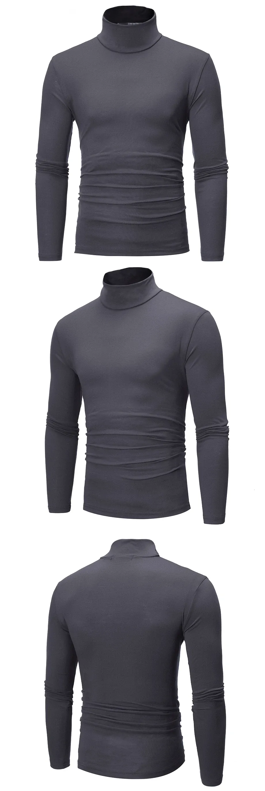 Men's Thermal Long Sleeve T-Shirt Slim Fit High Neck Winter Base Layer Top for Autumn & Winter Warm Apparel showcase 8