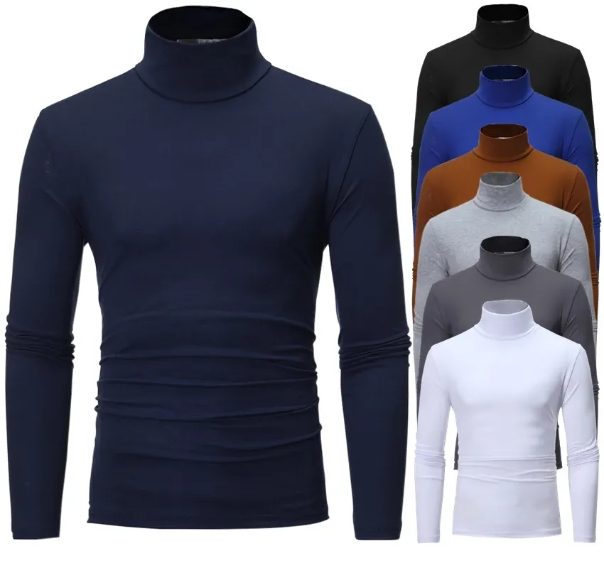 Men's Thermal Long Sleeve T-Shirt Slim Fit High Neck Winter Base Layer Top for Autumn & Winter Warm Apparel showcase 3