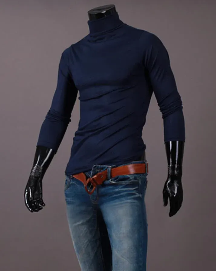 Men's Thermal Long Sleeve T-Shirt Slim Fit High Neck Winter Base Layer Top for Autumn & Winter Warm Apparel showcase 20