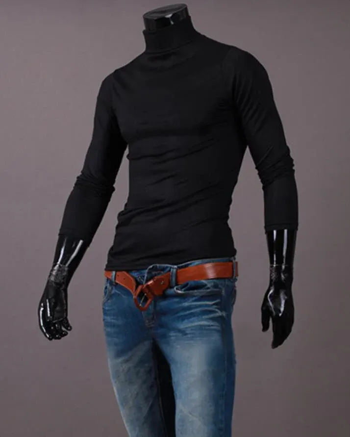 Men's Thermal Long Sleeve T-Shirt Slim Fit High Neck Winter Base Layer Top for Autumn & Winter Warm Apparel showcase 22