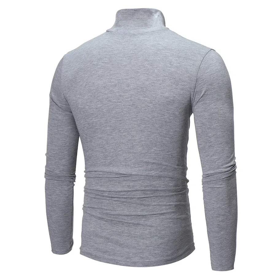 Men's Thermal Long Sleeve T-Shirt Slim Fit High Neck Winter Base Layer Top for Autumn & Winter Warm Apparel showcase 14