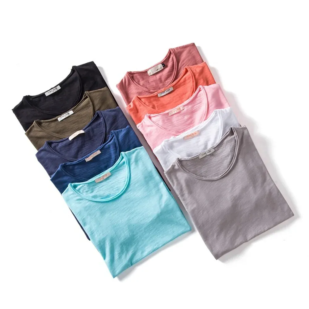 AIOPESON Men's 100% Cotton V-Neck T-Shirt - Fashion Slim Fit Solid Short Sleeve Tees for Casual Wear showcase 6