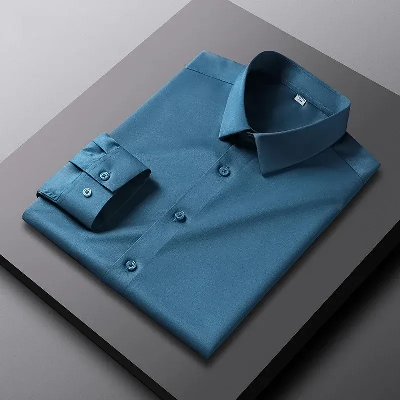 Men's Long Sleeve Casual Business Shirt - Non-Iron, Wrinkle-Resistant Solid Color Fashionable Top thumbnail 1