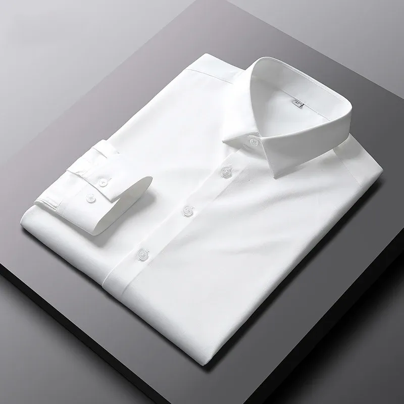 Men's Long Sleeve Casual Business Shirt - Non-Iron, Wrinkle-Resistant Solid Color Fashionable Top showcase 12