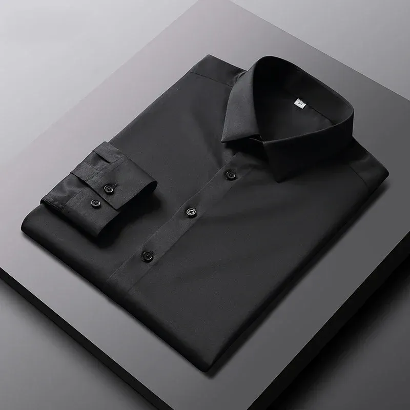 Men's Long Sleeve Casual Business Shirt - Non-Iron, Wrinkle-Resistant Solid Color Fashionable Top thumbnail 5