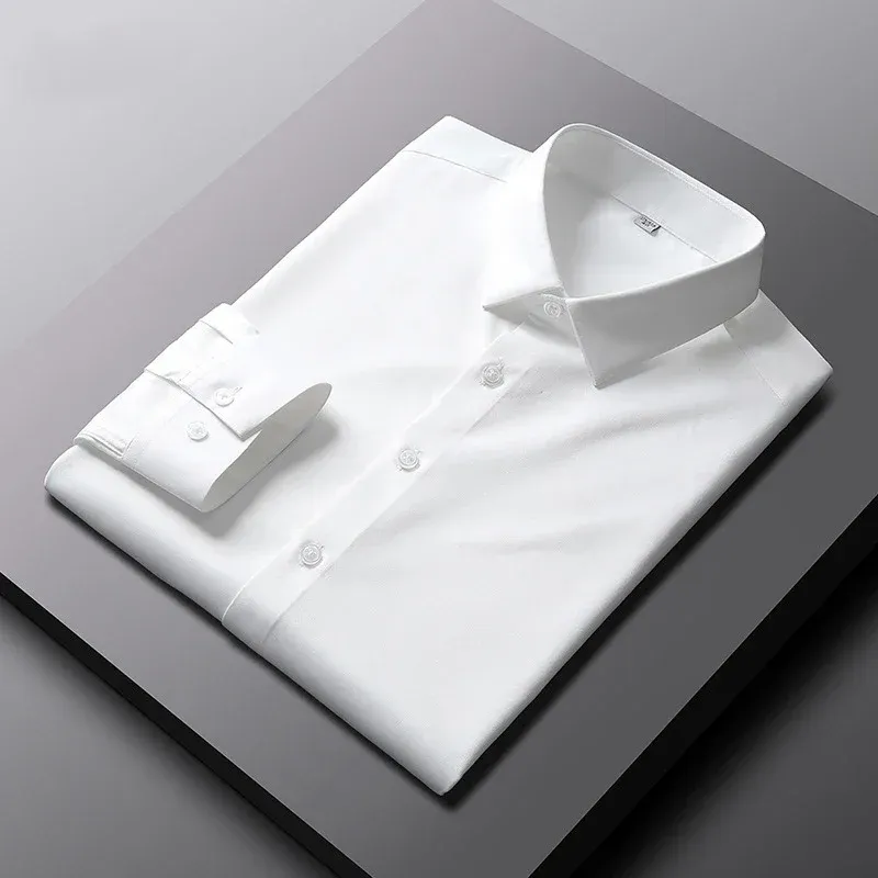 Men's Long Sleeve Casual Business Shirt - Non-Iron, Wrinkle-Resistant Solid Color Fashionable Top thumbnail 4