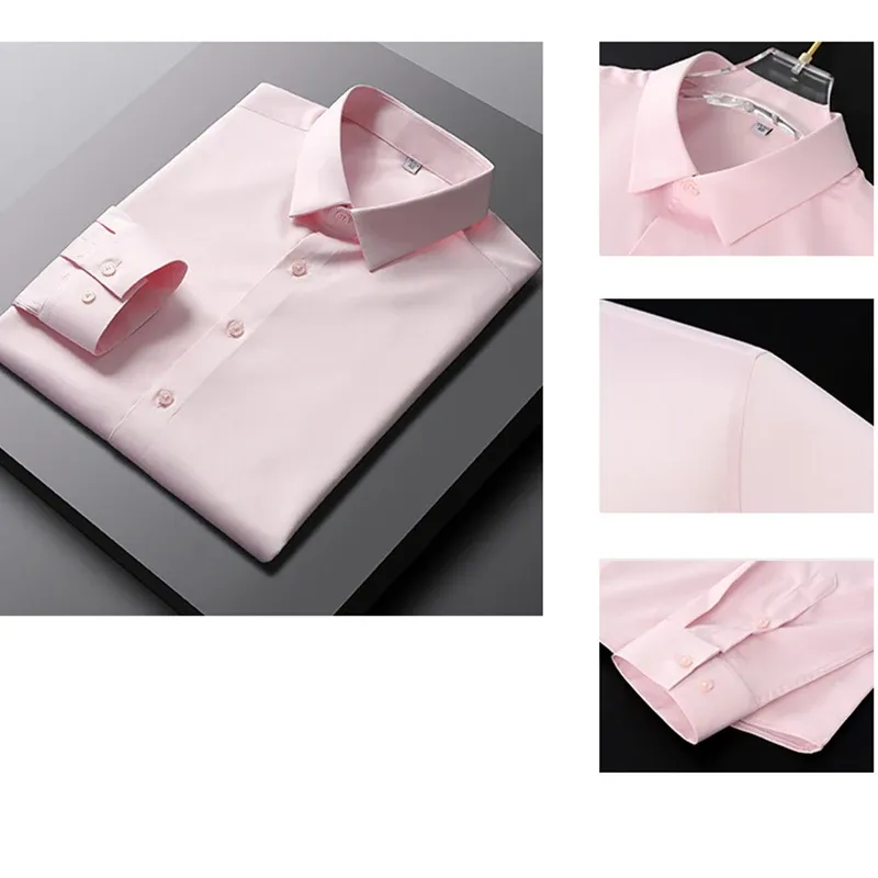 Men's Long Sleeve Casual Business Shirt - Non-Iron, Wrinkle-Resistant Solid Color Fashionable Top showcase 6