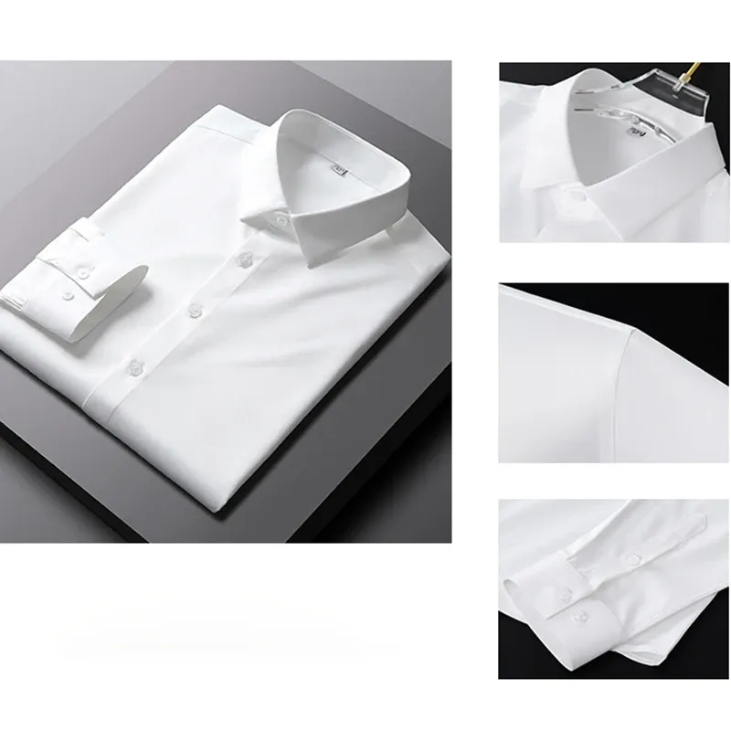 Men's Long Sleeve Casual Business Shirt - Non-Iron, Wrinkle-Resistant Solid Color Fashionable Top showcase 7