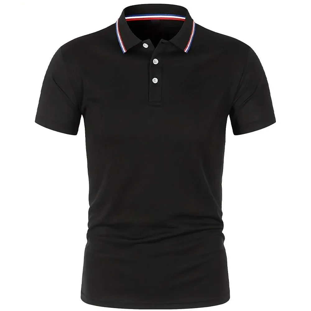 Men's Summer Breathable Polyester Polo Shirt - Solid Color, Short Sleeve, Casual & Comfortable for Everyday Wear thumbnail 1