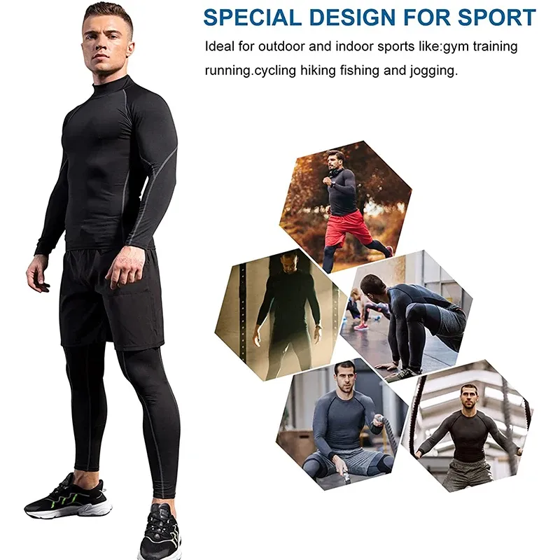Men's Long Sleeve Compression T-Shirt - Quick Dry Sportswear for Gym, Fitness, Bodybuilding, and Jogging Workouts showcase 3