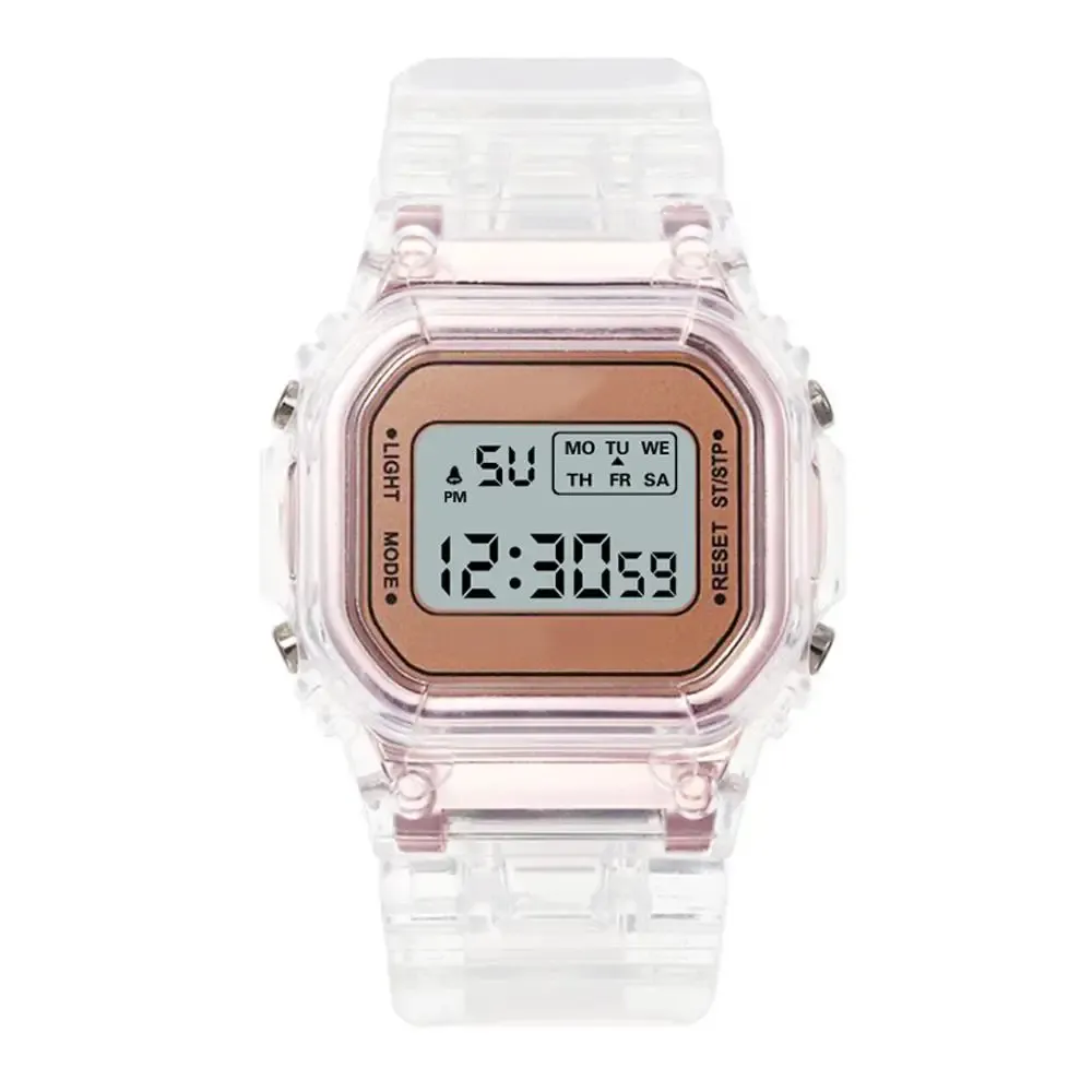 Luxury Rose Gold LED Digital Watch for Women - Fashion Silicone Band Electronic Clock, Casual Ladies Timepiece thumbnail 5