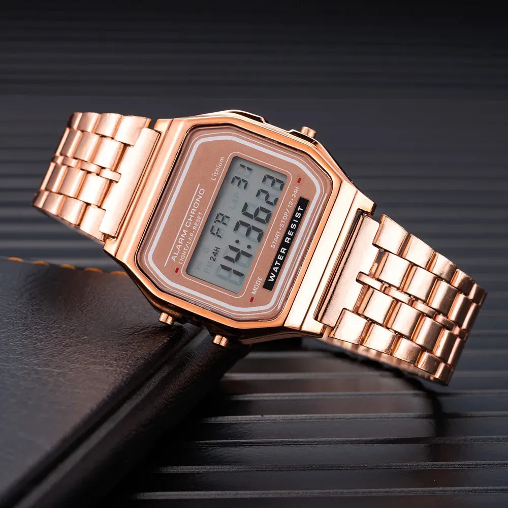Luxury Rose Gold LED Digital Watch for Women - Fashion Silicone Band Electronic Clock, Casual Ladies Timepiece showcase 3