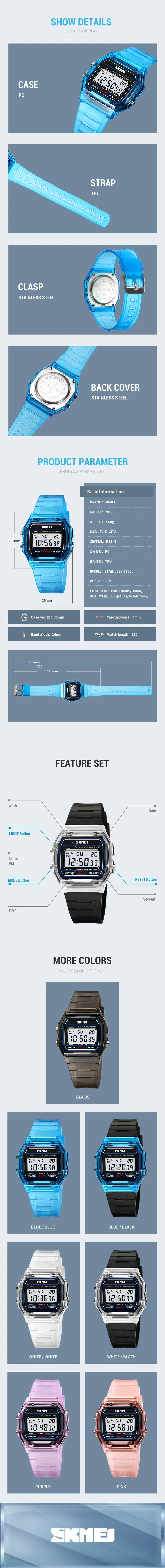 SKMEI 2056 Waterproof Digital Sports Watch for Men & Women - Electronic Countdown, Date Display, Casual & Outdoor Use showcase 4