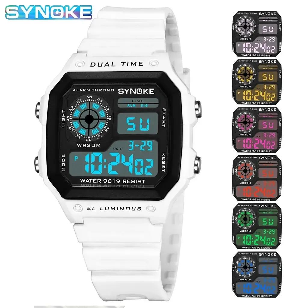 SYNOKE Digital Sports Watch for Men & Women: Waterproof, Luminous, Multifunction with Week Display - Ideal for Outdoor Running, Students, Couples thumbnail 4