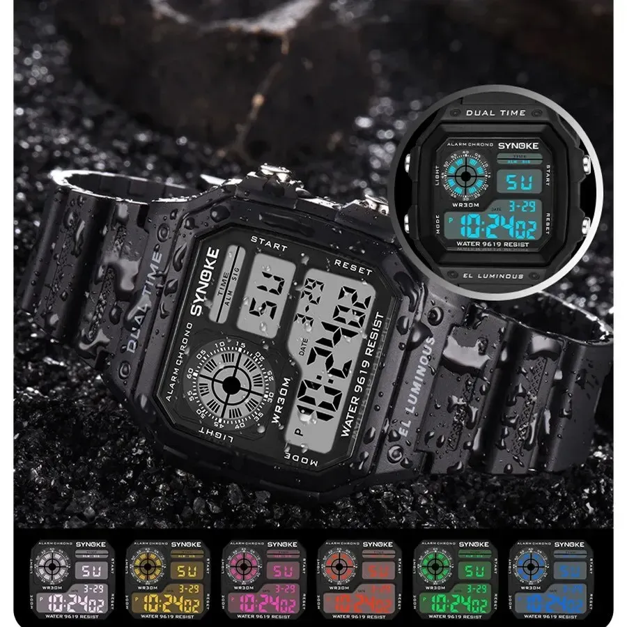 SYNOKE Digital Sports Watch for Men & Women: Waterproof, Luminous, Multifunction with Week Display - Ideal for Outdoor Running, Students, Couples thumbnail 6