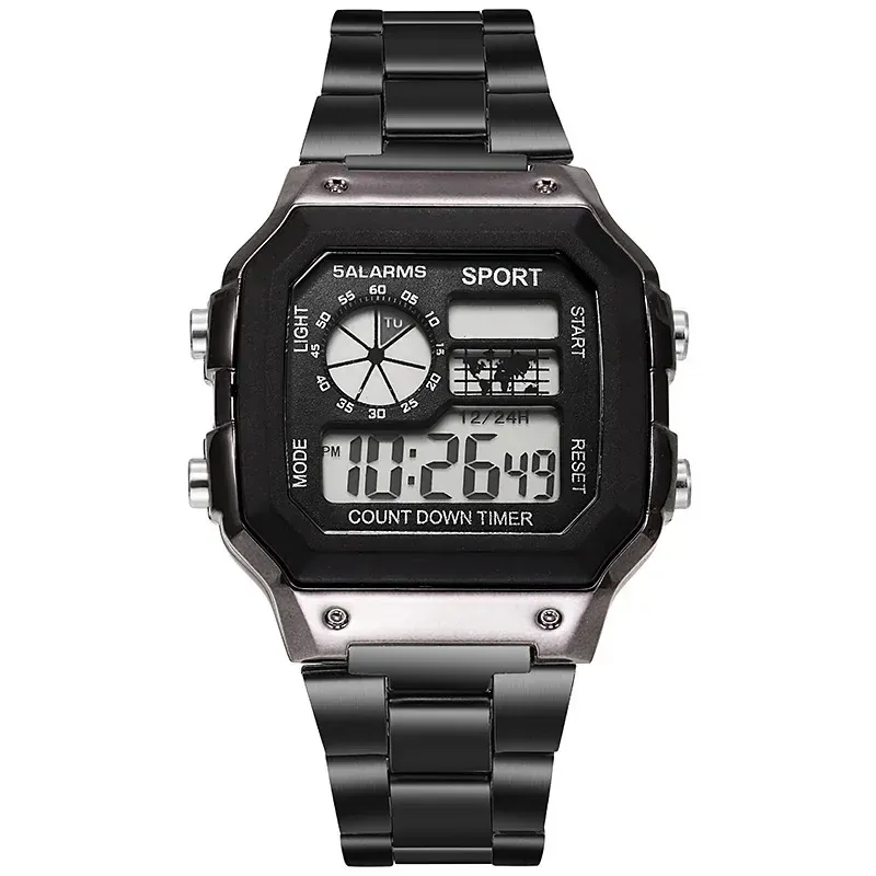 MAYZHISU Men's Luxury Digital Watch - Stainless Steel Sport Band, Waterproof, LED Display, Stopwatch, Alarm, Ideal for Sports & Casual Wear showcase 12