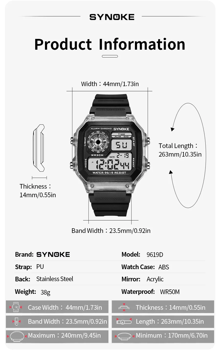 SYNOKE Digital Sports Watch for Men & Women - Waterproof, Luminous, Multifunction with Week Display - Ideal for Outdoor Running & Students showcase 3