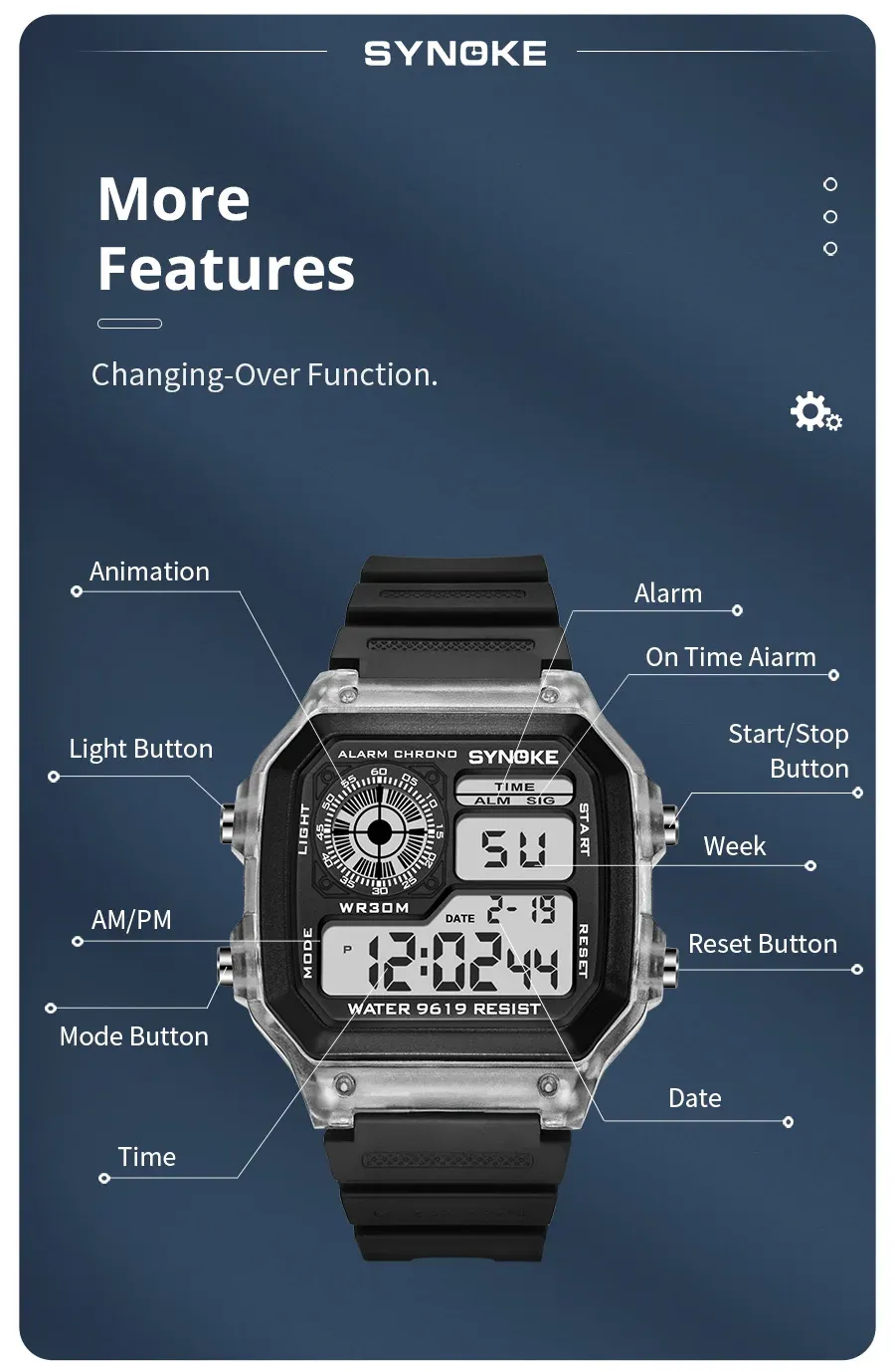SYNOKE Digital Sports Watch for Men & Women - Waterproof, Luminous, Multifunction with Week Display - Ideal for Outdoor Running & Students showcase 11