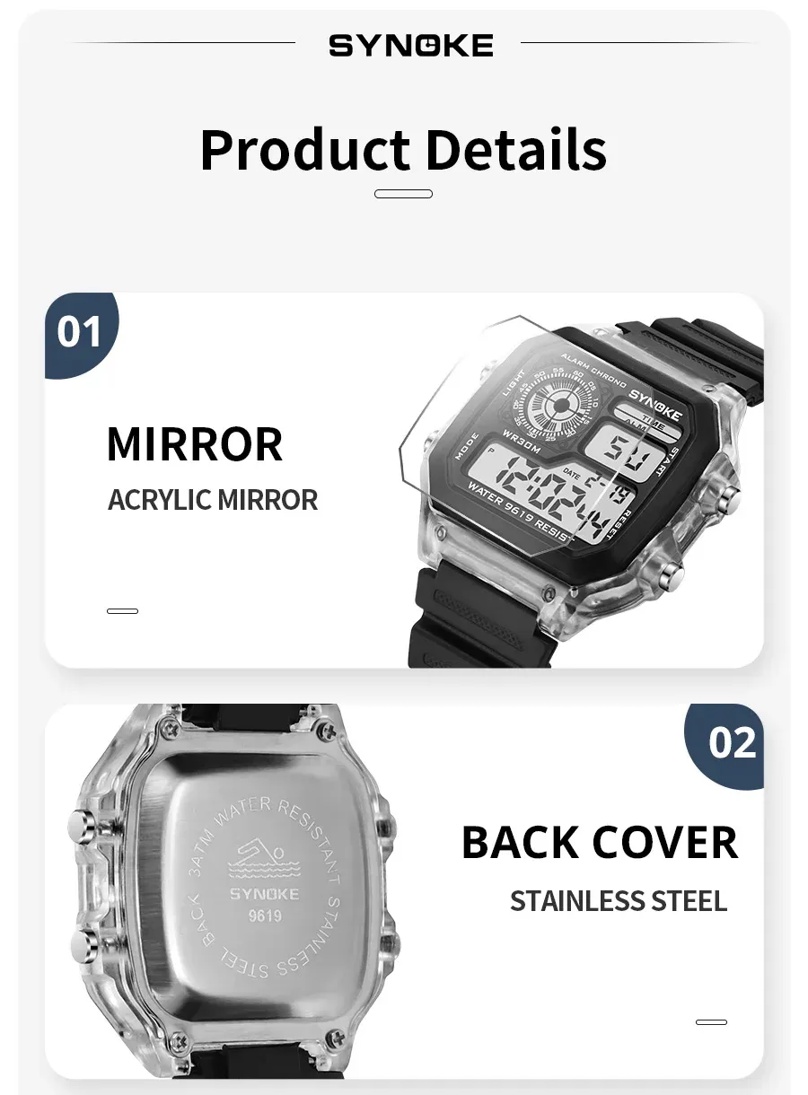 SYNOKE Digital Sports Watch for Men & Women - Waterproof, Luminous, Multifunction with Week Display - Ideal for Outdoor Running & Students showcase 12