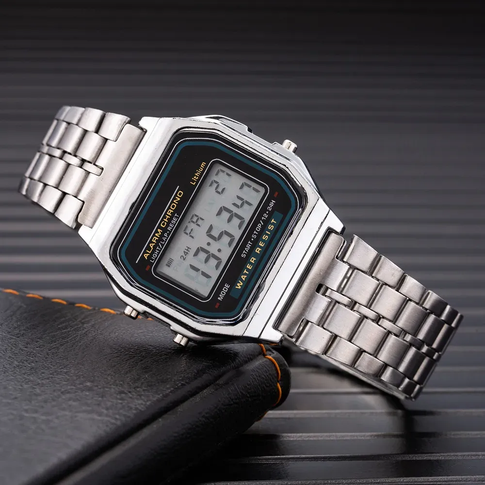 Elegant Gold & Silver Stainless Steel Digital Watch for Women - Business Casual Ladies Electronic Wristwatch, Fashionable & Durable showcase 3