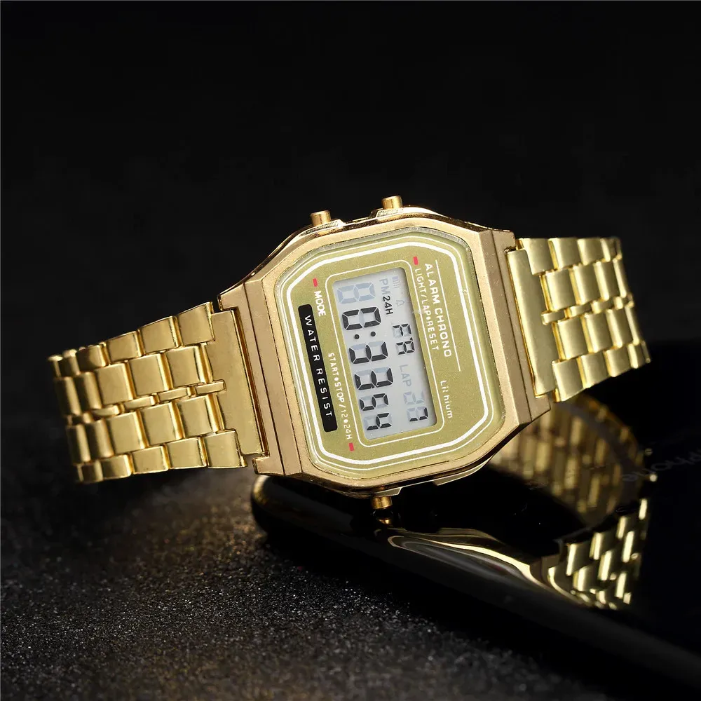 Elegant Gold & Silver Stainless Steel Digital Watch for Women - Business Casual Ladies Electronic Wristwatch, Fashionable & Durable showcase 1