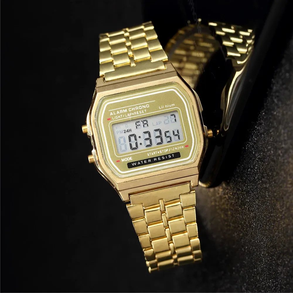 Elegant Gold & Silver Stainless Steel Digital Watch for Women - Business Casual Ladies Electronic Wristwatch, Fashionable & Durable showcase 5