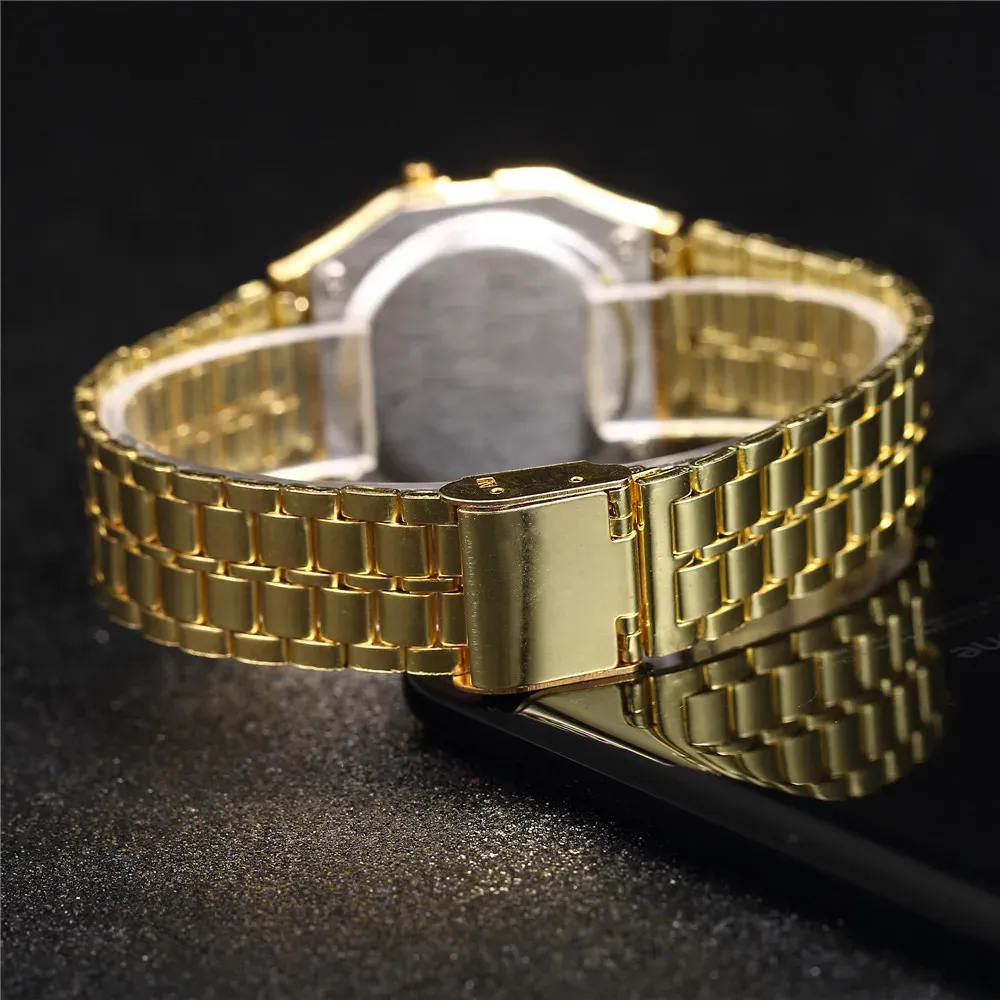 Elegant Gold & Silver Stainless Steel Digital Watch for Women - Business Casual Ladies Electronic Wristwatch, Fashionable & Durable showcase 2