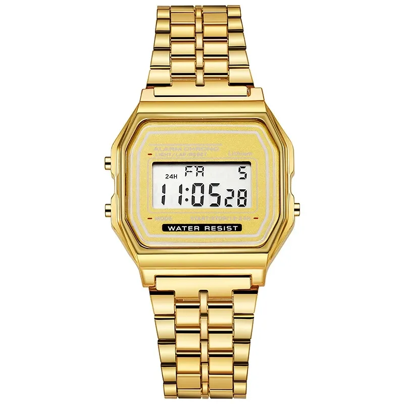Elegant Gold & Silver Stainless Steel Digital Watch for Women - Business Casual Ladies Electronic Wristwatch, Fashionable & Durable showcase 9