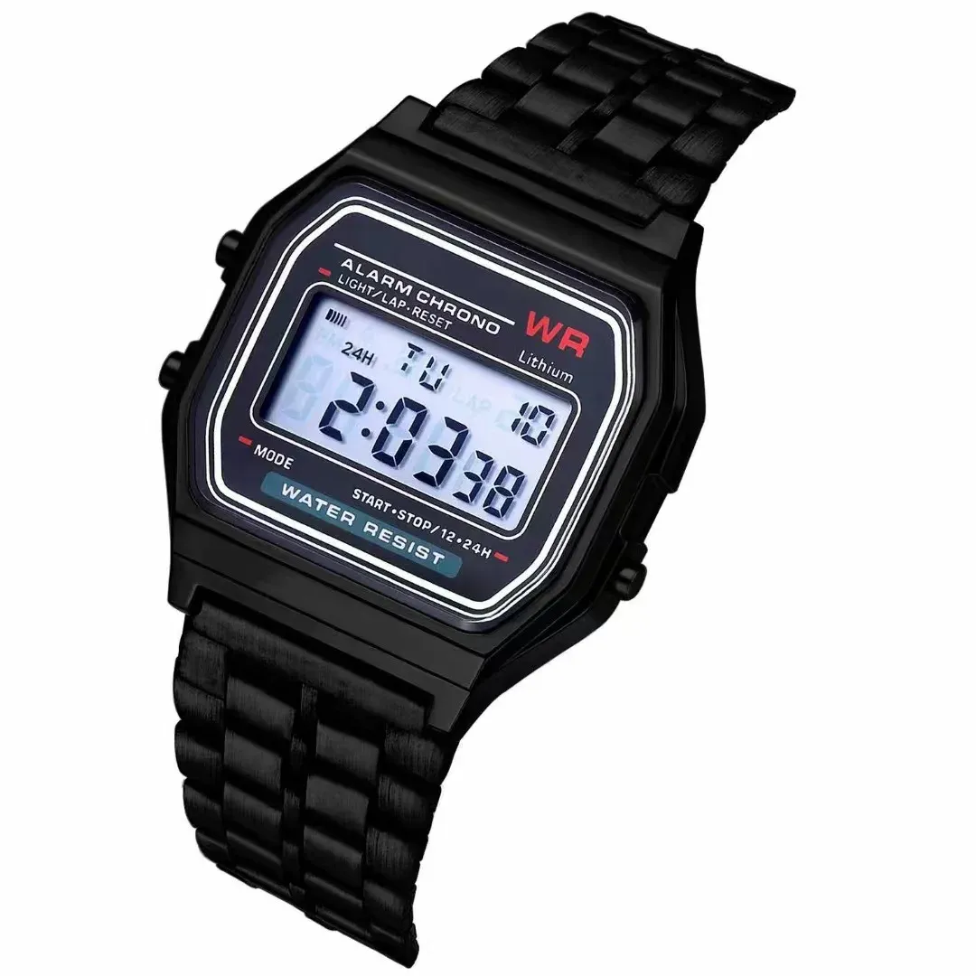 F91W Digital Sports Watch for Men and Women - Stainless Steel Band, LED Display, Multi-Functional Electronic Clock for Business and Casual Wear showcase 7