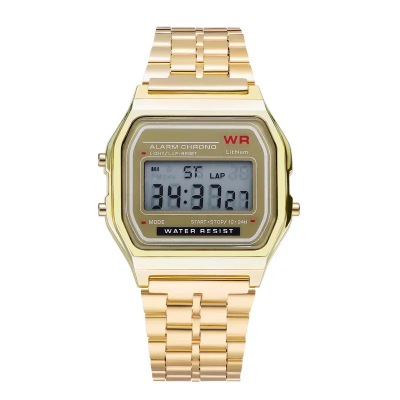 F91W Digital Sports Watch for Men and Women - Stainless Steel Band, LED Display, Multi-Functional Electronic Clock for Business and Casual Wear - Image 1