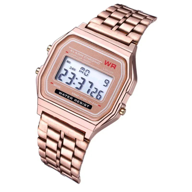 F91W Digital Sports Watch for Men and Women - Stainless Steel Band, LED Display, Multi-Functional Electronic Clock for Business and Casual Wear - Image 5