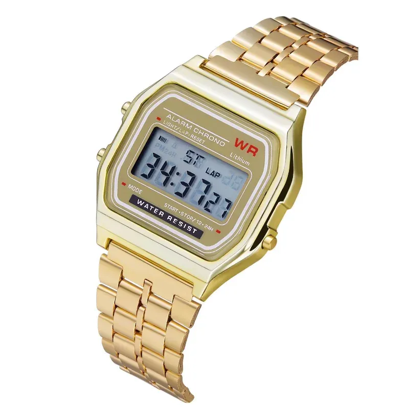 F91W Digital Sports Watch for Men and Women - Stainless Steel Band, LED Display, Multi-Functional Electronic Clock for Business and Casual Wear - Image 3