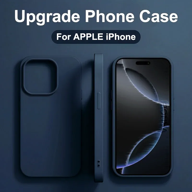 Original Liquid Silicone Phone Case for iPhone 11 12 13 14 15 16 Pro Max Plus - Shockproof Protective Back Cover for Apple Devices thumbnail 1