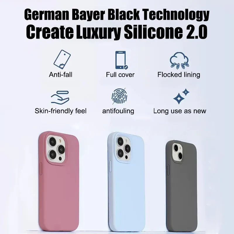 Original Liquid Silicone Phone Case for iPhone 11 12 13 14 15 16 Pro Max Plus - Shockproof Protective Back Cover for Apple Devices thumbnail 4