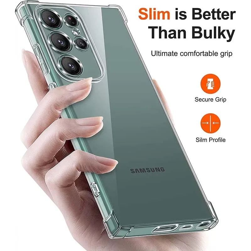 Shockproof Clear Silicone Soft Case for Samsung Galaxy S25 S24 S23 S22 S21 Ultra Plus Note20 FE, Anti-Dust Protective Cover for A52 A53 A54 Models thumbnail 5