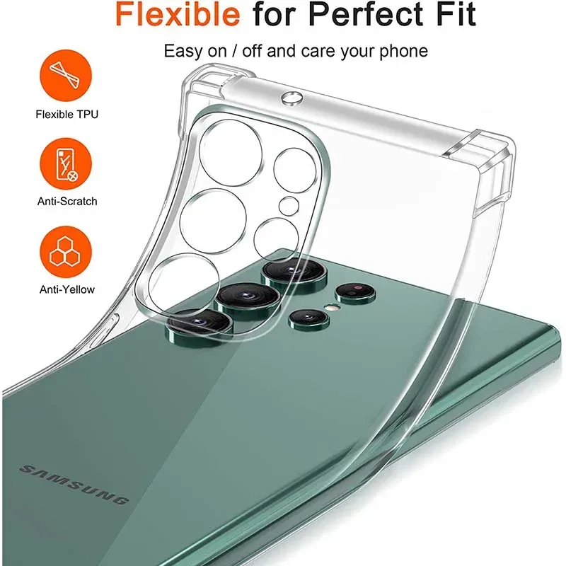 Shockproof Clear Silicone Soft Case for Samsung Galaxy S25 S24 S23 S22 S21 Ultra Plus Note20 FE, Anti-Dust Protective Cover for A52 A53 A54 Models showcase 3