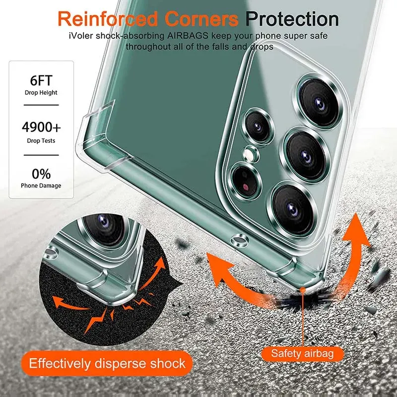 Shockproof Clear Silicone Soft Case for Samsung Galaxy S25 S24 S23 S22 S21 Ultra Plus Note20 FE, Anti-Dust Protective Cover for A52 A53 A54 Models thumbnail 2